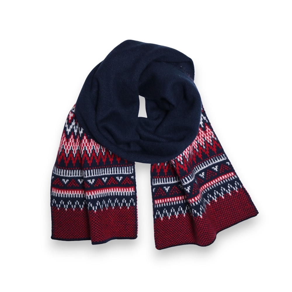 Old Navy Red Blue Fair Isle Winter Holiday Knit Sweater Scarf One Size